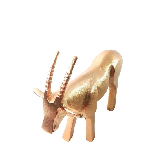 Antelope Gazelle Animal Statue Figurine Copper Colored Cast Aluminum 8" Tall - Picture 6 of 10